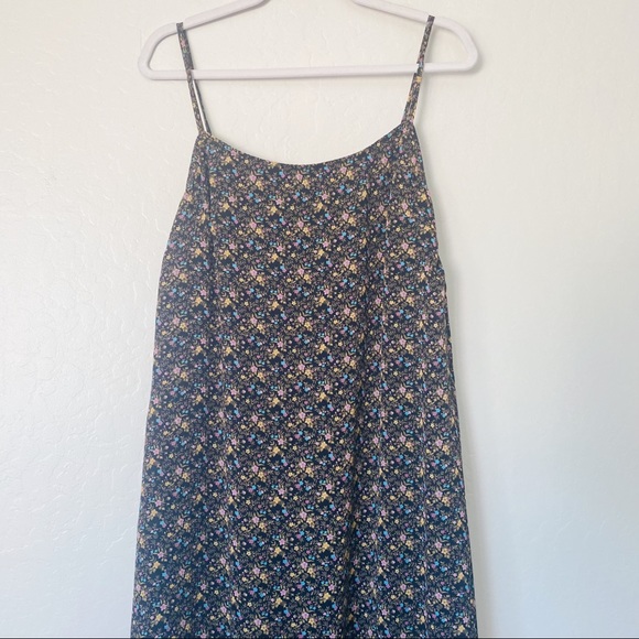 Vintage 90s y2k Black Floral Slip Midi Dress Wedding Event Formal - Picture 4 of 8